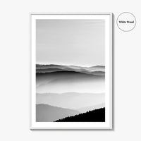 Vosges Mountains, Alsace, France Black and White Fine Art Photo Print, Aerial Wall Poster