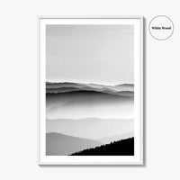 Vosges Mountains, Alsace, France Black and White Fine Art Photo Print, Aerial Wall Poster