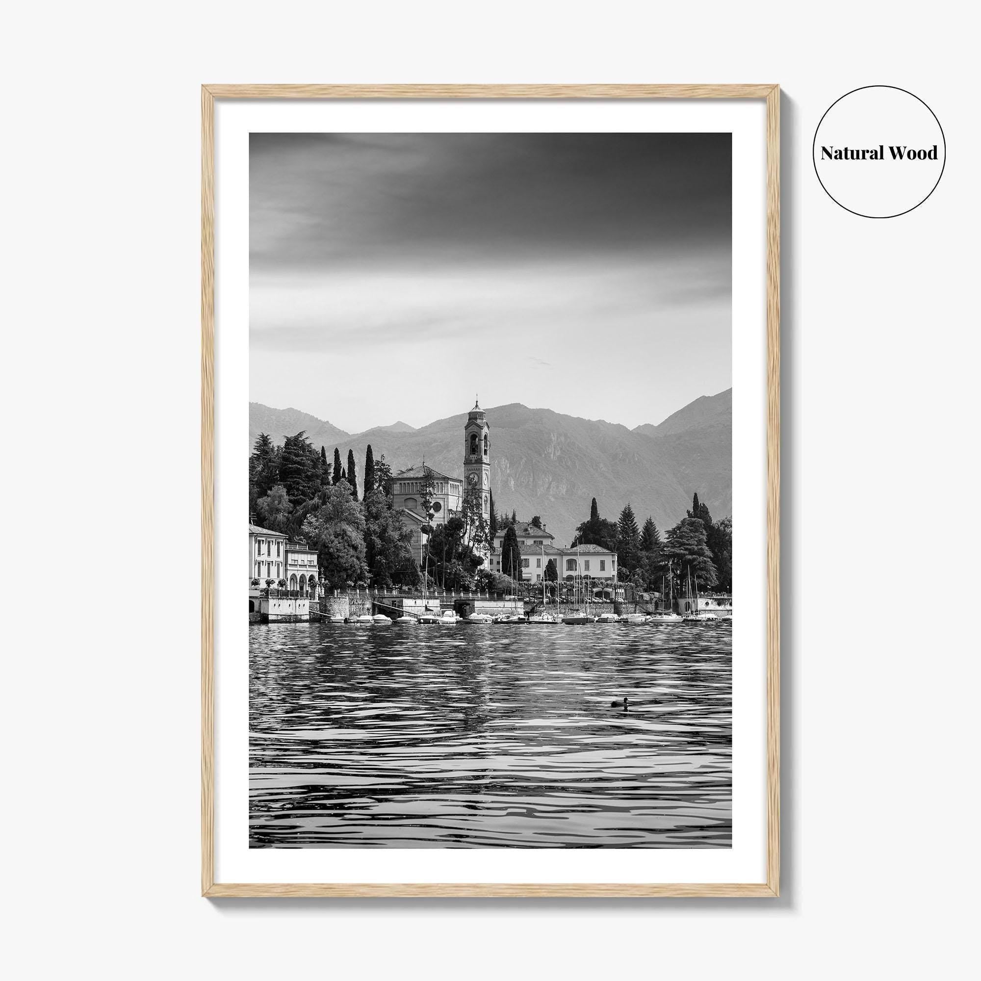 Lake Como Black and White Fine Art Photo Print, Mezzegra Italy Poster