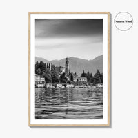 Lake Como Black and White Fine Art Photo Print, Mezzegra Italy Poster