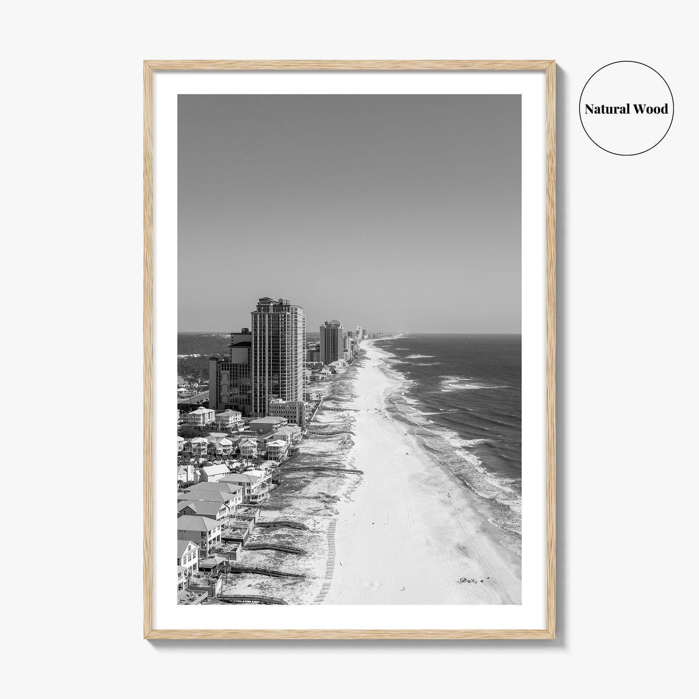 Orange Beach Black and White Fine Art Photo Print, Aerial, Alabama Poster, Gulf Shores