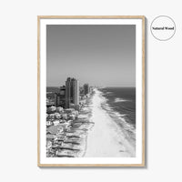 Orange Beach Black and White Fine Art Photo Print, Aerial, Alabama Poster, Gulf Shores