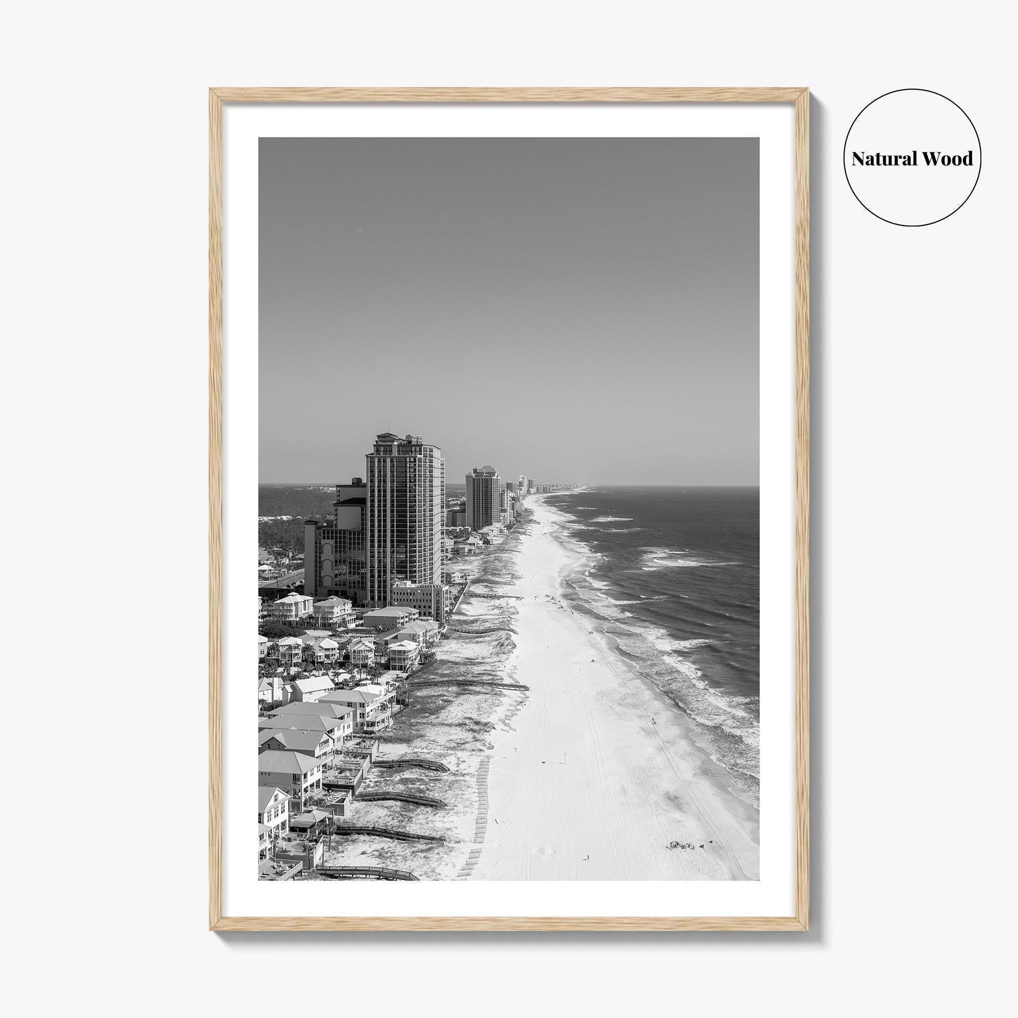 Orange Beach Black and White Fine Art Photo Print, Aerial, Alabama Poster, Gulf Shores