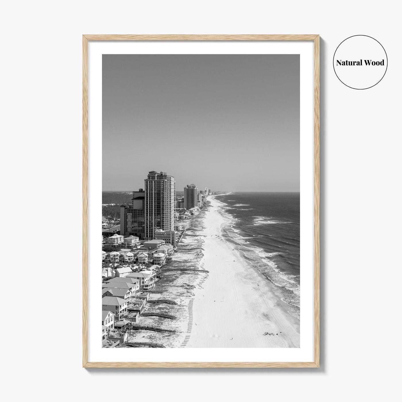 Orange Beach Black and White Fine Art Photo Print, Aerial, Alabama Poster, Gulf Shores