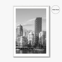 Vancouver Skyline Black and White Fine Art Photo Print, Yaletown, BC Canada Wall Poster