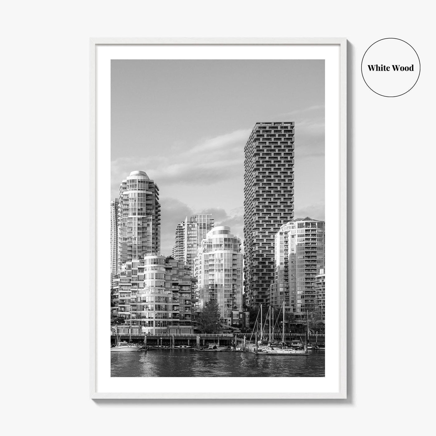 Vancouver Skyline Black and White Fine Art Photo Print, Yaletown, BC Canada Wall Poster
