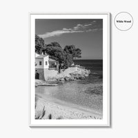 Mallorca Black and White Fine Art Photo Print, Cala Ratjada Spain Beach Coast Poster