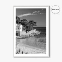 Mallorca Black and White Fine Art Photo Print, Cala Ratjada Spain Beach Coast Poster
