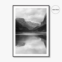 Gosausee Lake Black and White Fine Art Photo Print, Gosau, Dachstein, Salzkammergut, Austria Poster