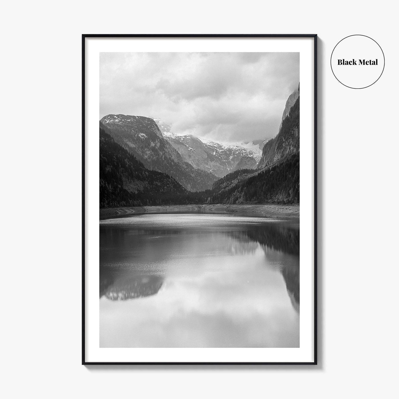 Gosausee Lake Black and White Fine Art Photo Print, Gosau, Dachstein, Salzkammergut, Austria Poster
