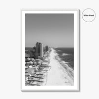 Orange Beach Black and White Fine Art Photo Print, Aerial, Alabama Poster, Gulf Shores