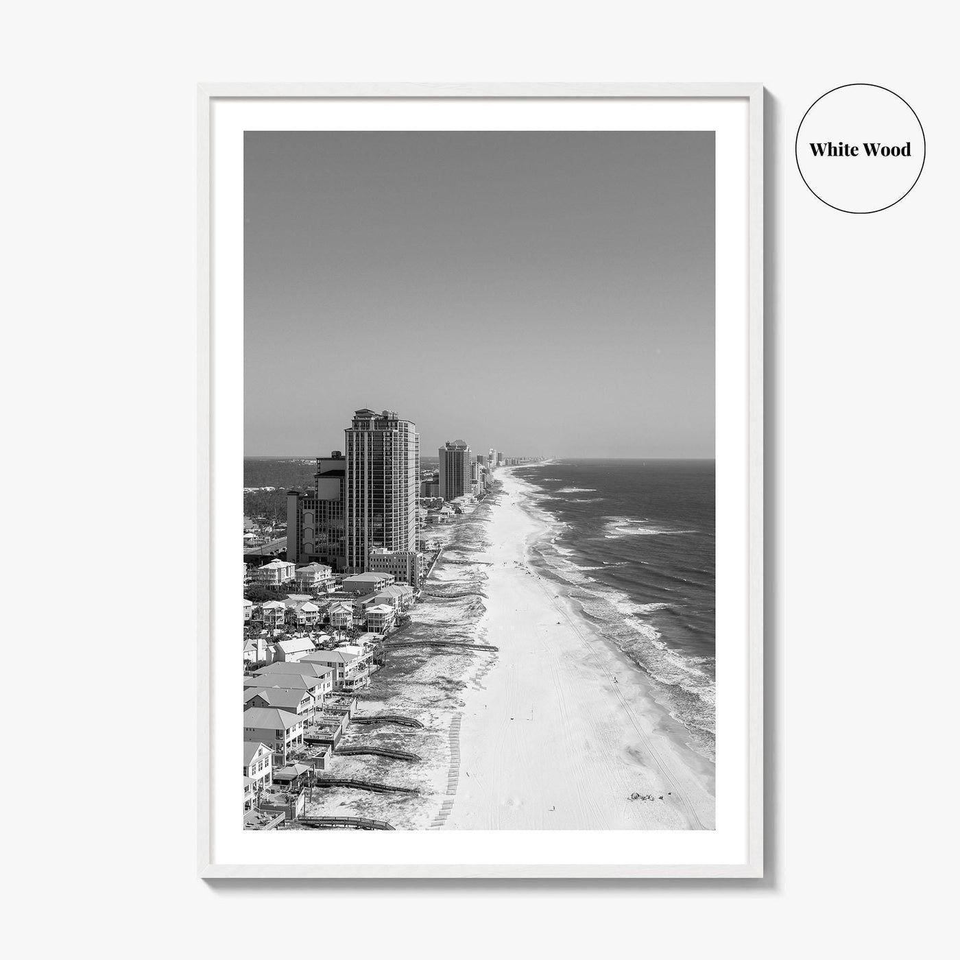Orange Beach Black and White Fine Art Photo Print, Aerial, Alabama Poster, Gulf Shores