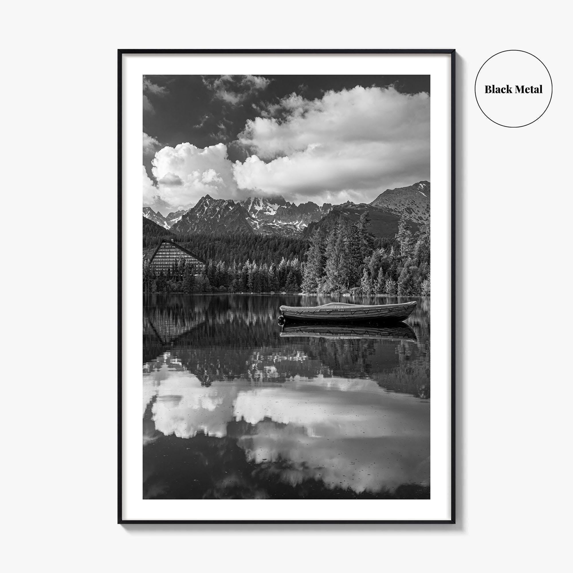 High Tatras Black and White Fine Art Photo Print, Strbske Pleso Lake, Slovakia Poster