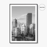 Vancouver Skyline Black and White Fine Art Photo Print, Yaletown, BC Canada Wall Poster
