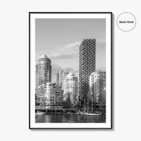 Vancouver Skyline Black and White Fine Art Photo Print, Yaletown, BC Canada Wall Poster