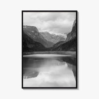 Gosausee Lake Black and White Fine Art Photo Print, Gosau, Dachstein, Salzkammergut, Austria Poster