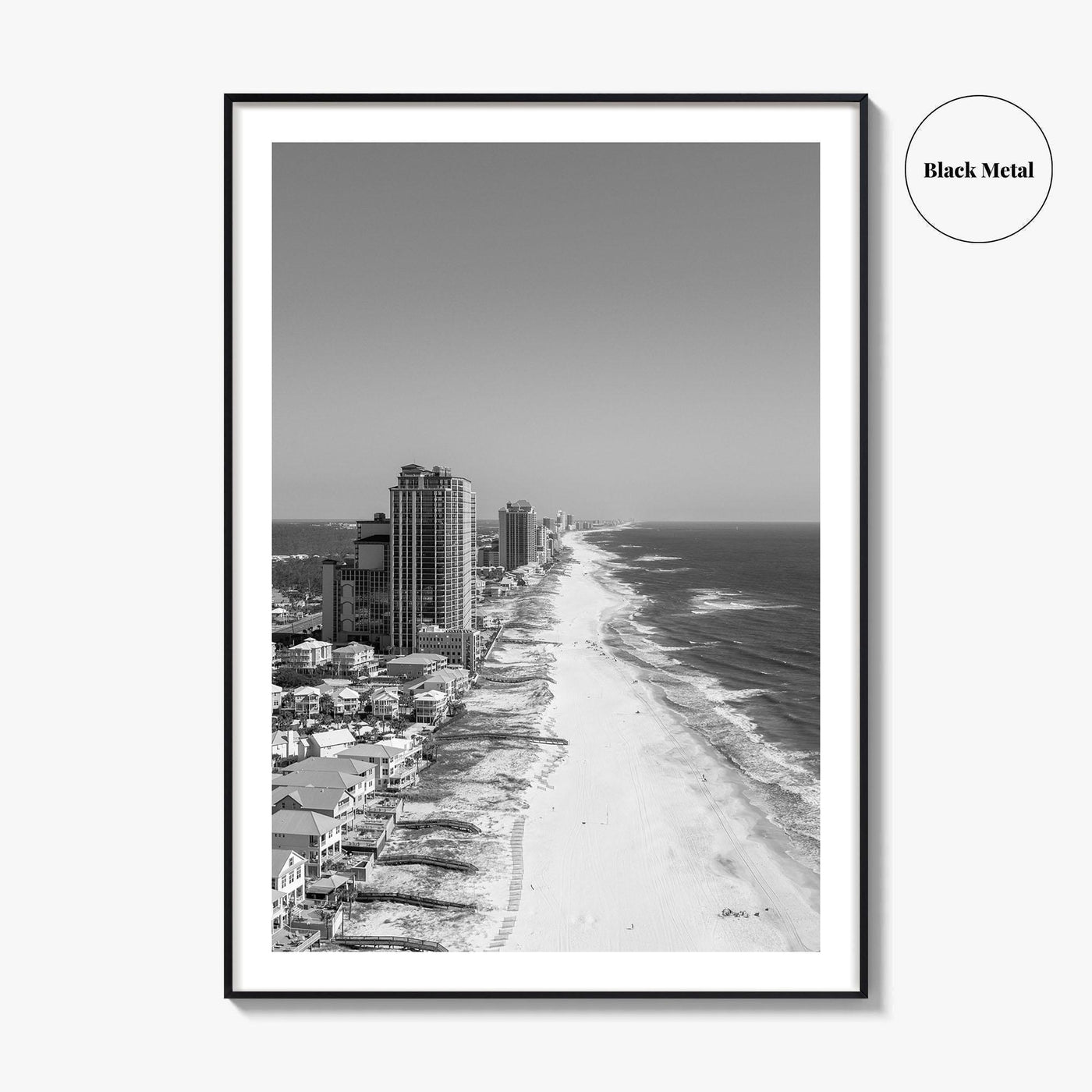 Orange Beach Black and White Fine Art Photo Print, Aerial, Alabama Poster, Gulf Shores