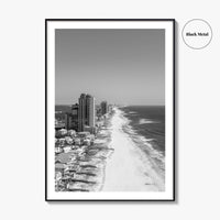 Orange Beach Black and White Fine Art Photo Print, Aerial, Alabama Poster, Gulf Shores
