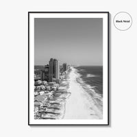 Orange Beach Black and White Fine Art Photo Print, Aerial, Alabama Poster, Gulf Shores