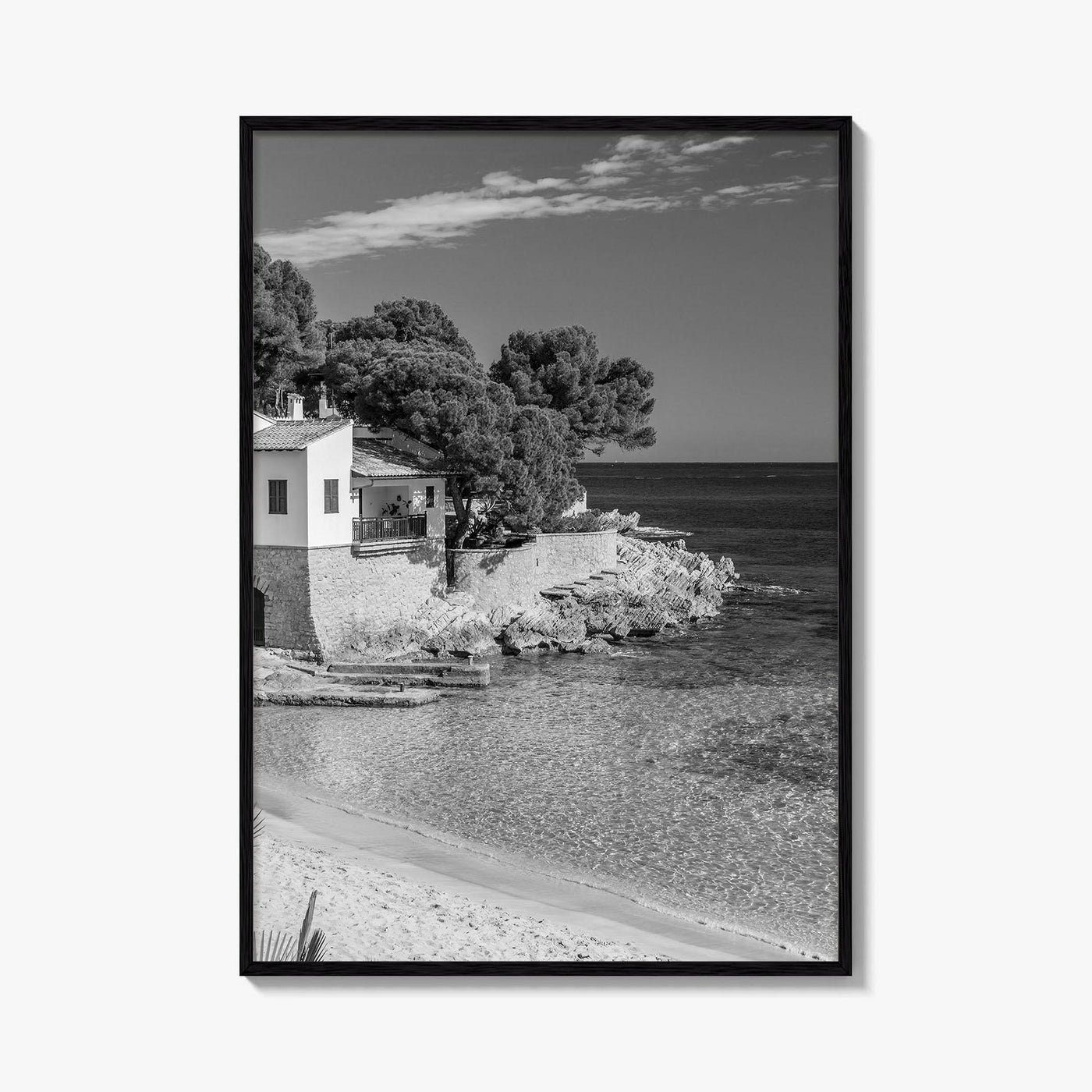 Mallorca Black and White Fine Art Photo Print, Cala Ratjada Spain Beach Coast Poster