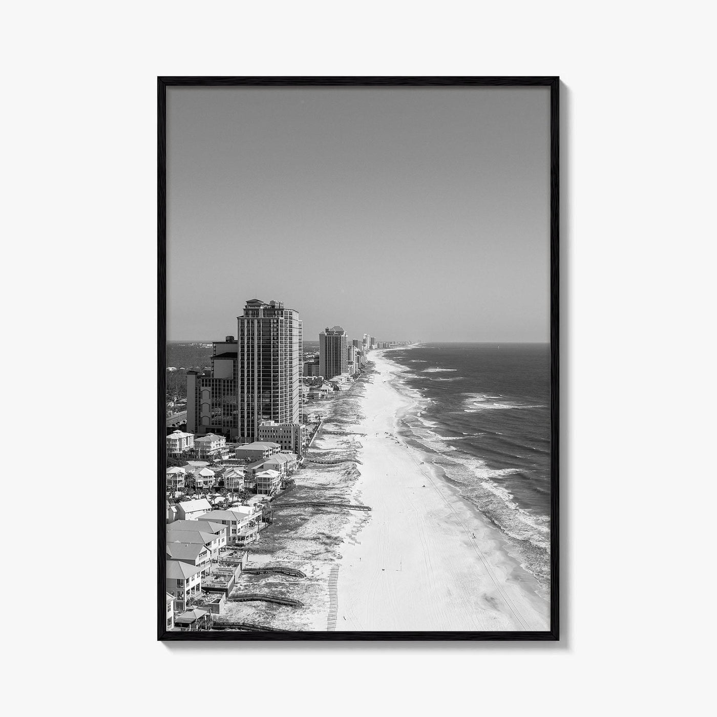 Orange Beach Black and White Fine Art Photo Print, Aerial, Alabama Poster, Gulf Shores