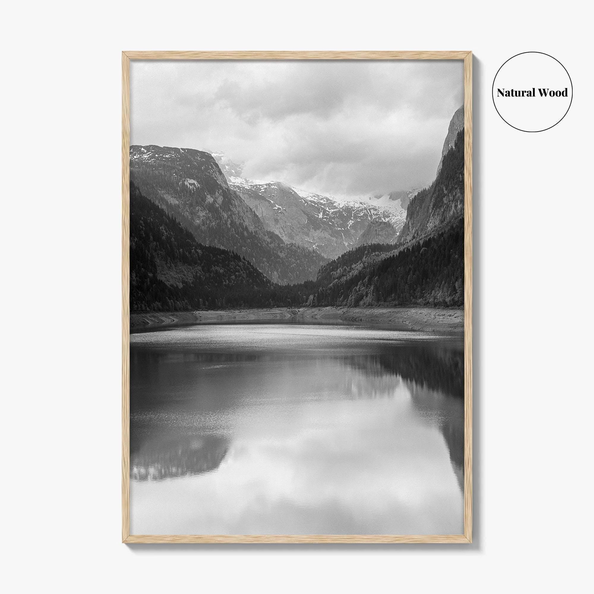Gosausee Lake Black and White Fine Art Photo Print, Gosau, Dachstein, Salzkammergut, Austria Poster