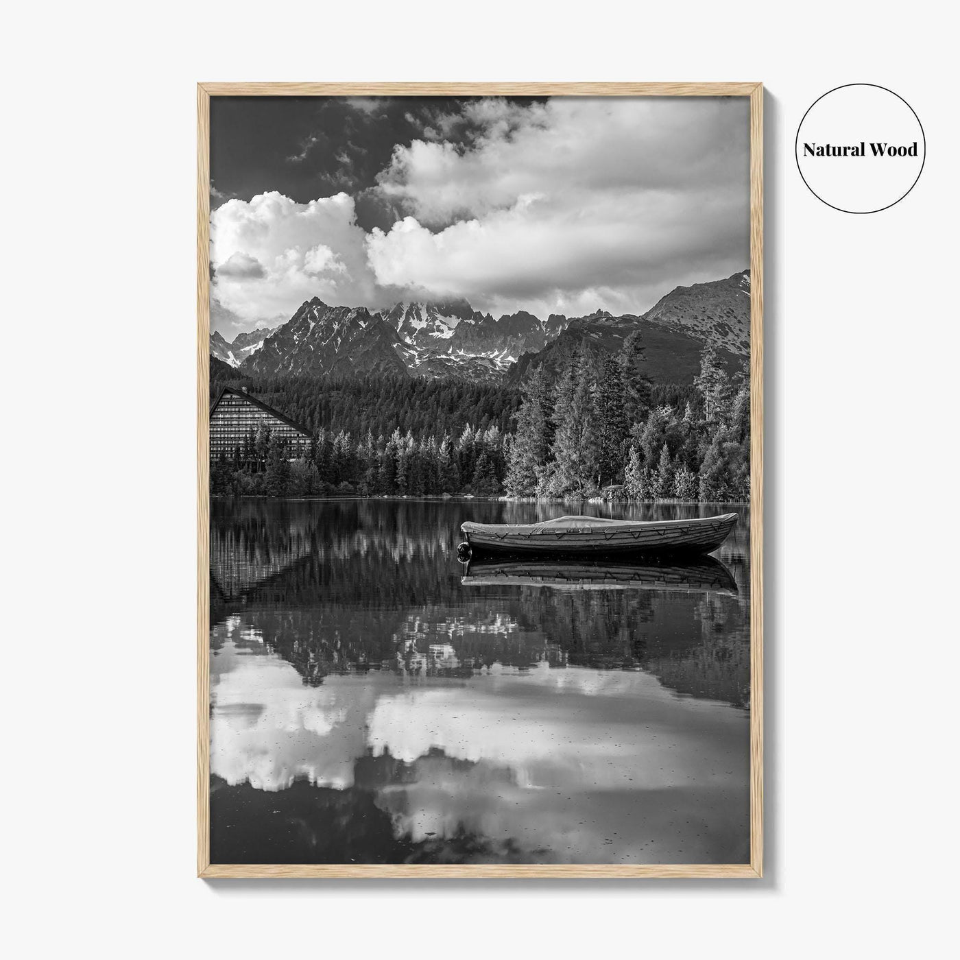 High Tatras Black and White Fine Art Photo Print, Strbske Pleso Lake, Slovakia Poster