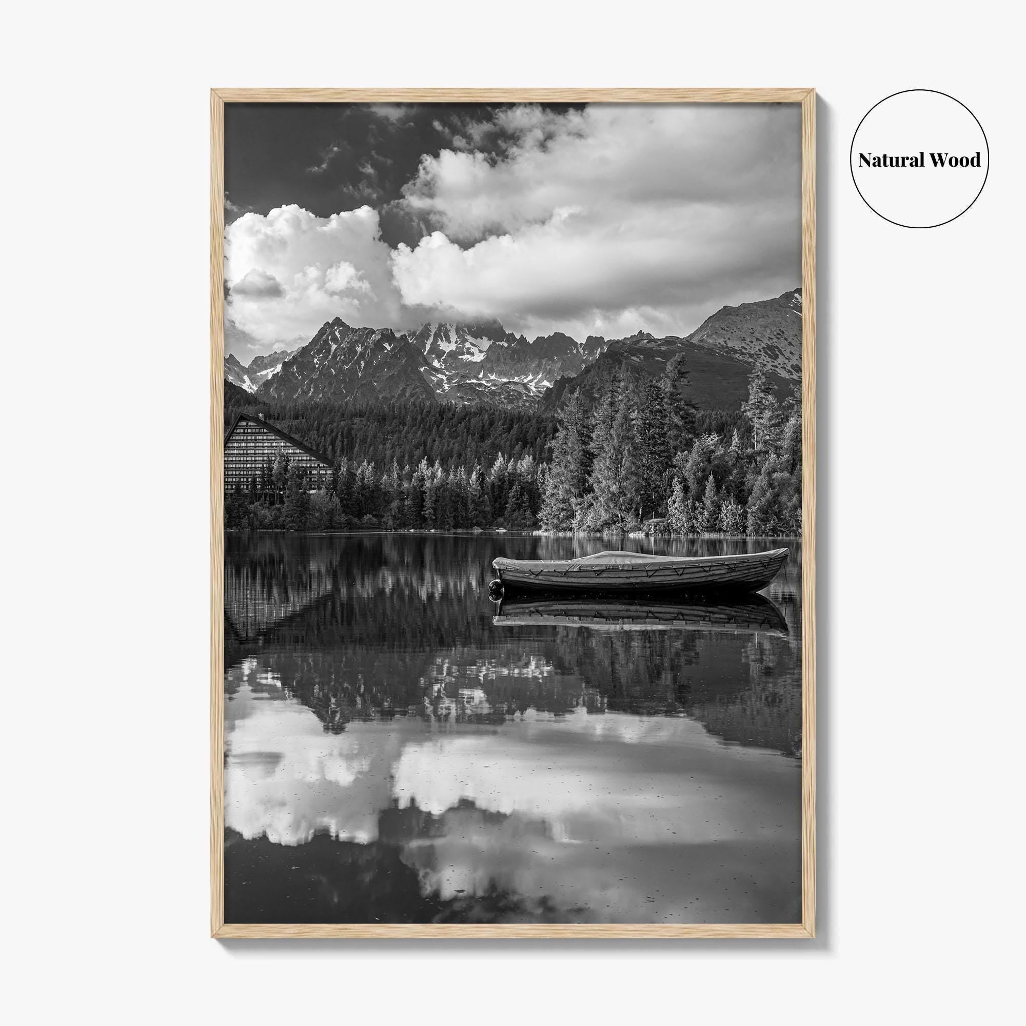 High Tatras Black and White Fine Art Photo Print, Strbske Pleso Lake, Slovakia Poster