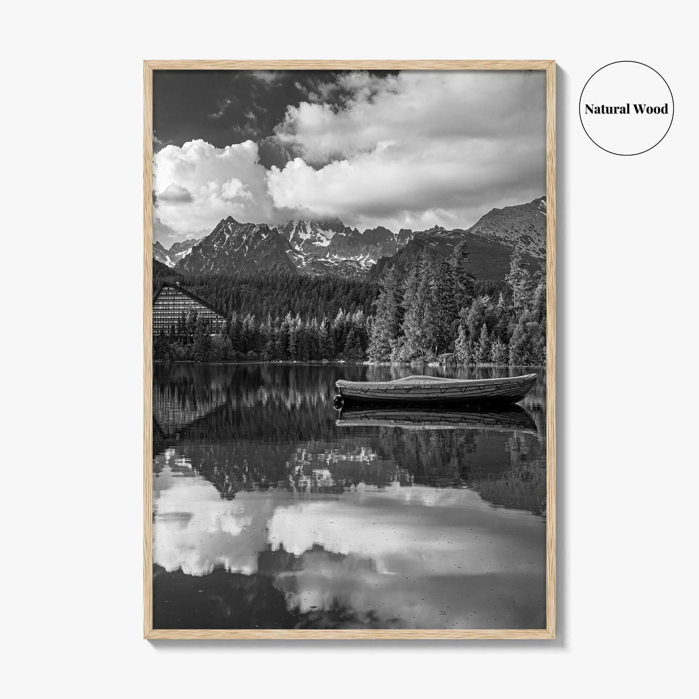 High Tatras Black and White Fine Art Photo Print, Strbske Pleso Lake, Slovakia Poster