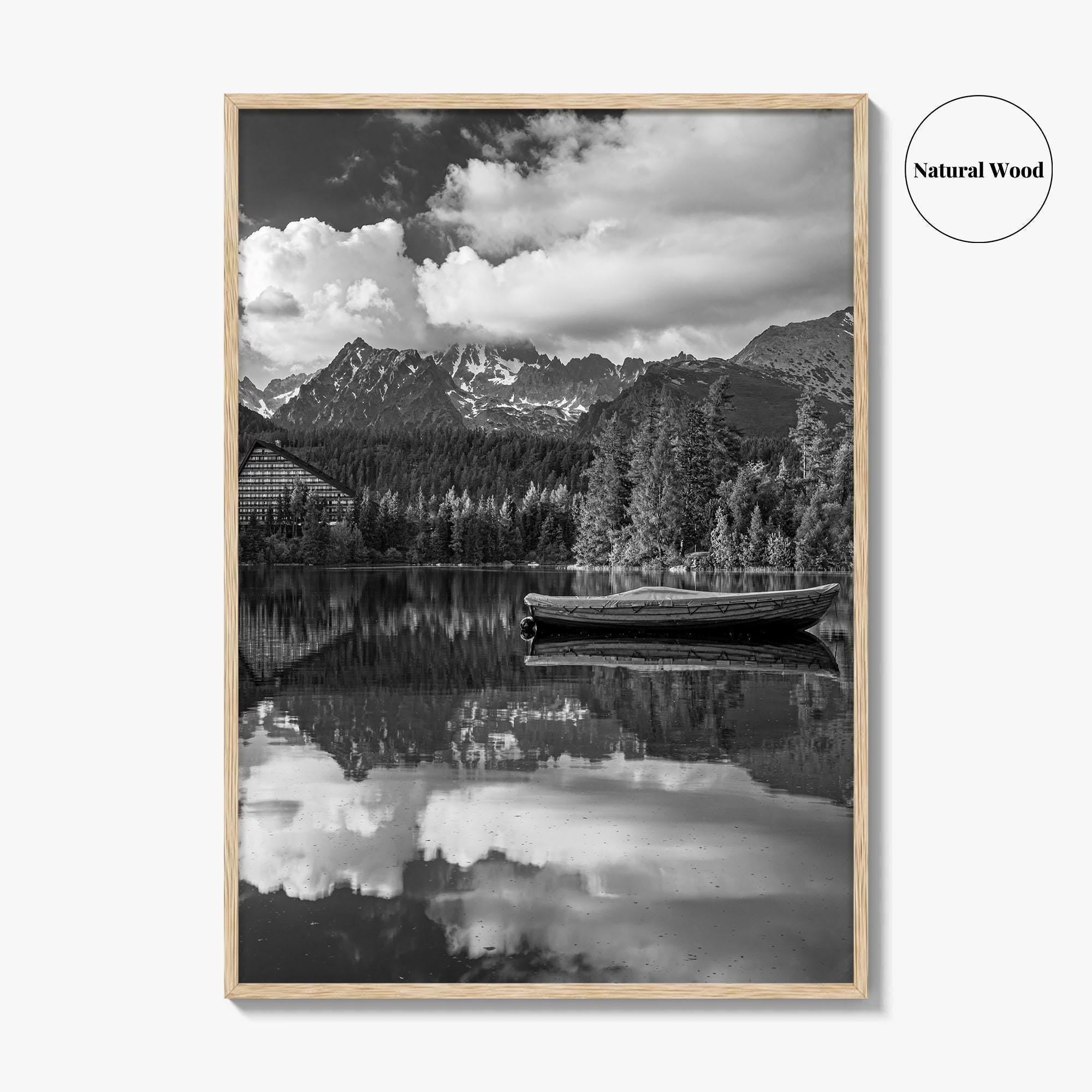 High Tatras Black and White Fine Art Photo Print, Strbske Pleso Lake, Slovakia Poster