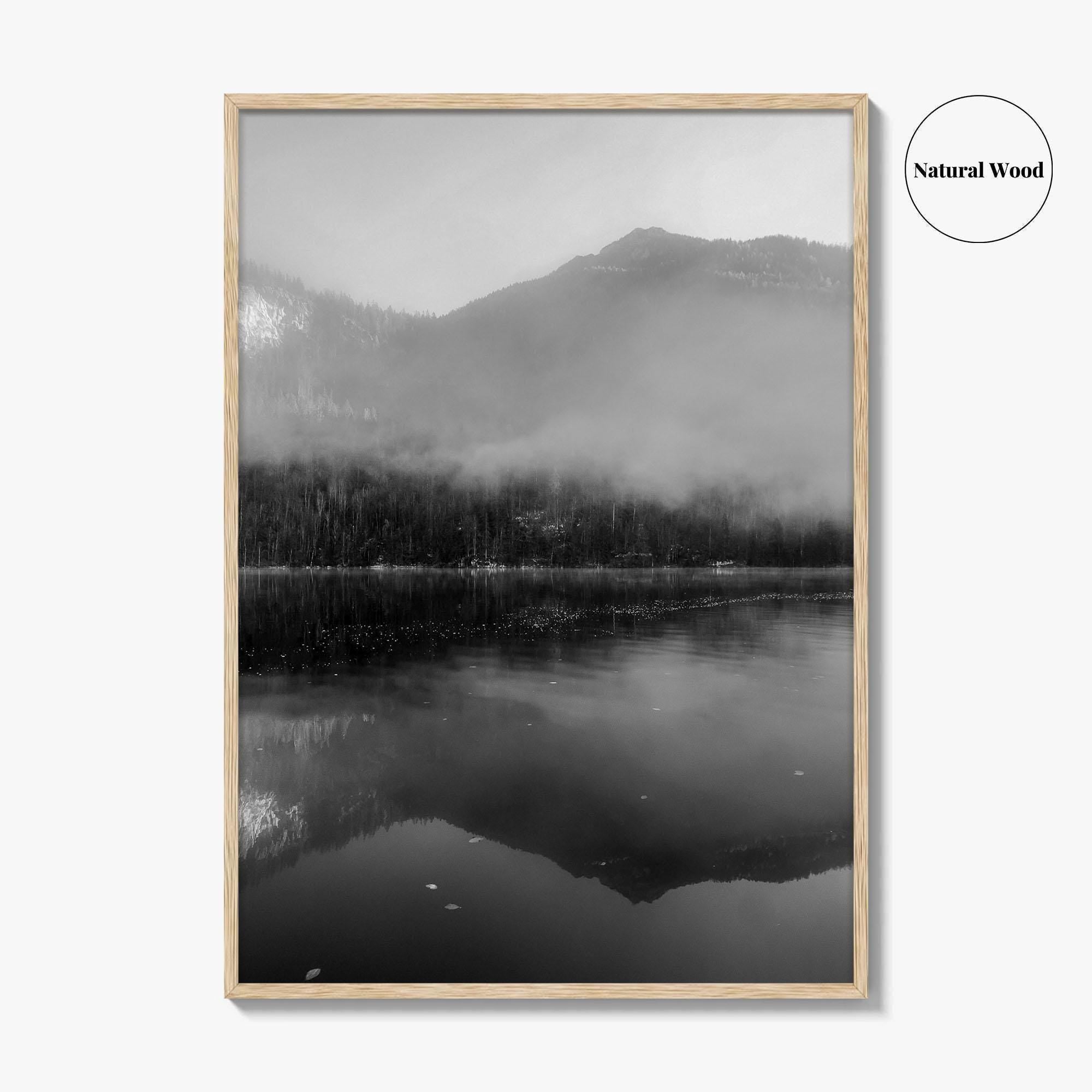 Lake Konigssee Black and White Fine Art Photo Print, Berchtesgaden, Germany, Bavarian Alps Poster