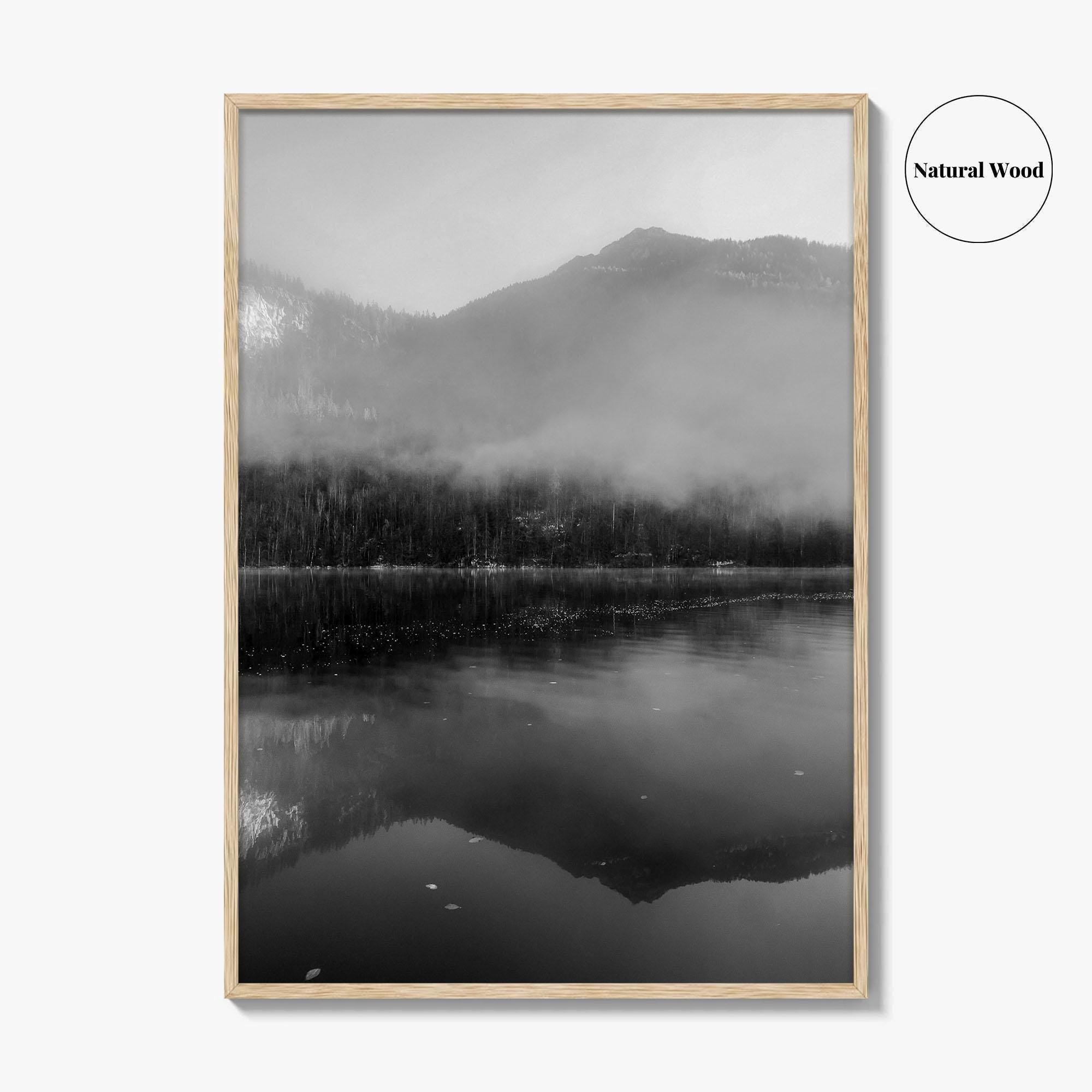 Lake Konigssee Black and White Fine Art Photo Print, Berchtesgaden, Germany, Bavarian Alps Poster