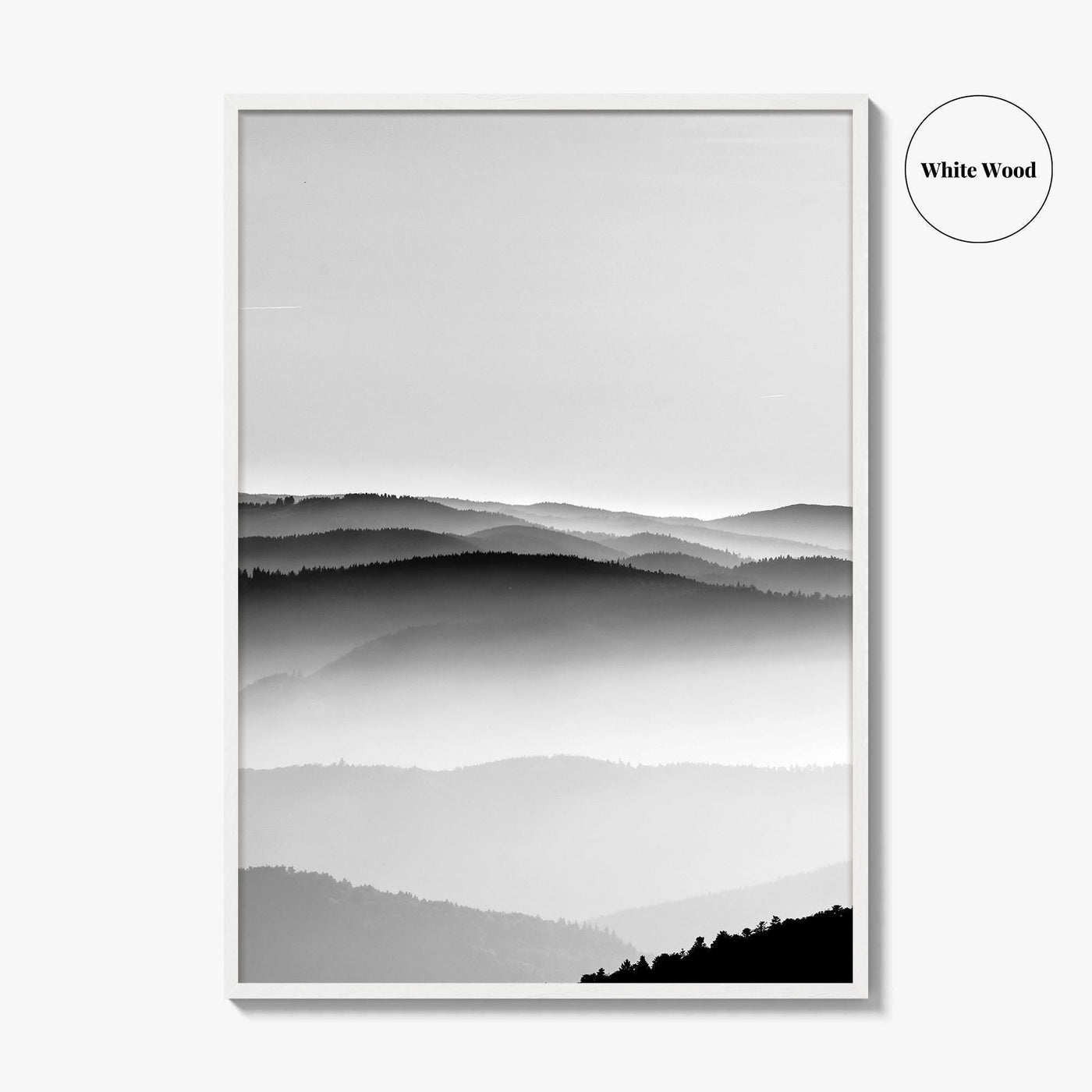 Vosges Mountains, Alsace, France Black and White Fine Art Photo Print, Aerial Wall Poster