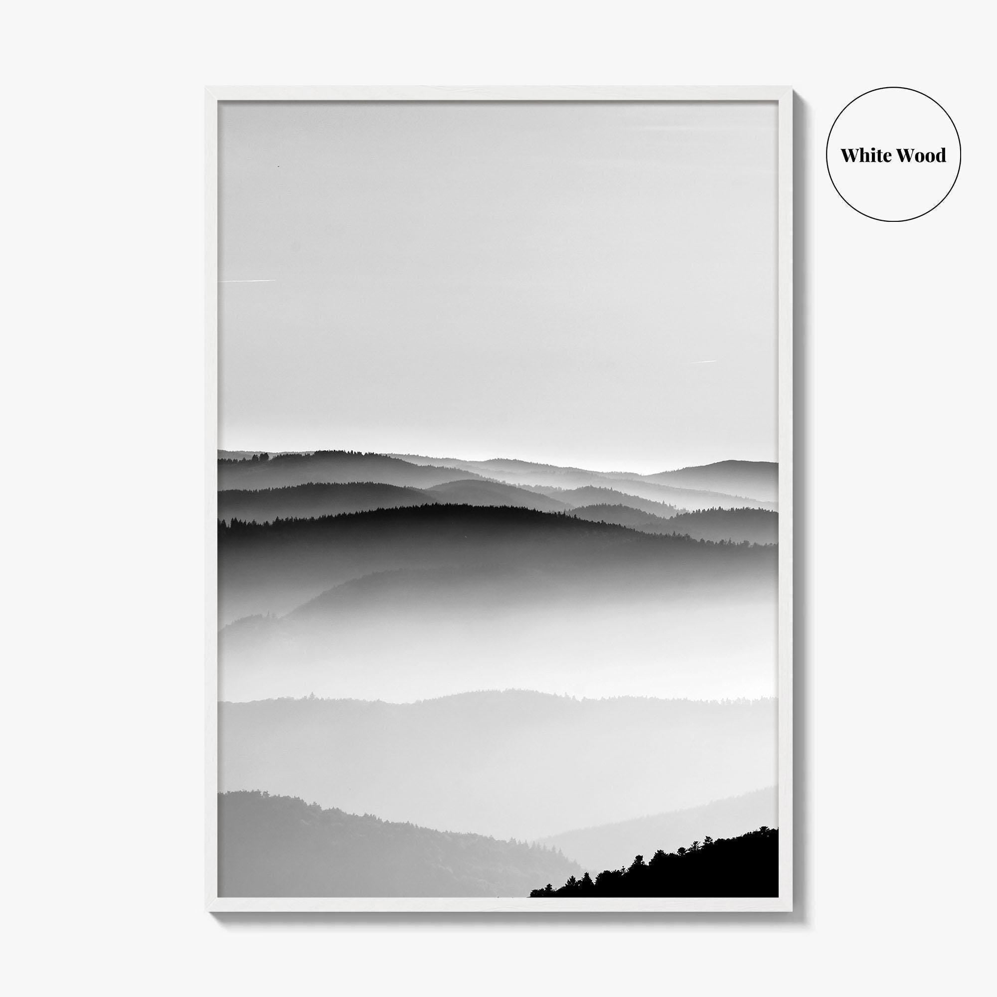 Vosges Mountains, Alsace, France Black and White Fine Art Photo Print, Aerial Wall Poster