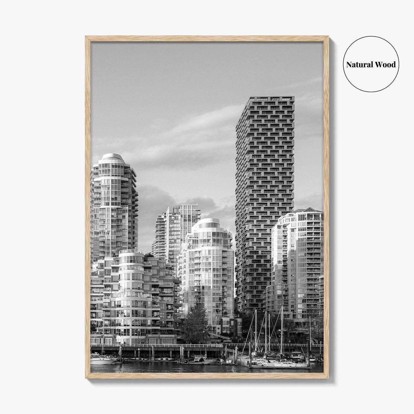 Vancouver Skyline Black and White Fine Art Photo Print, Yaletown, BC Canada Wall Poster