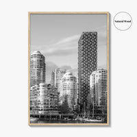 Vancouver Skyline Black and White Fine Art Photo Print, Yaletown, BC Canada Wall Poster