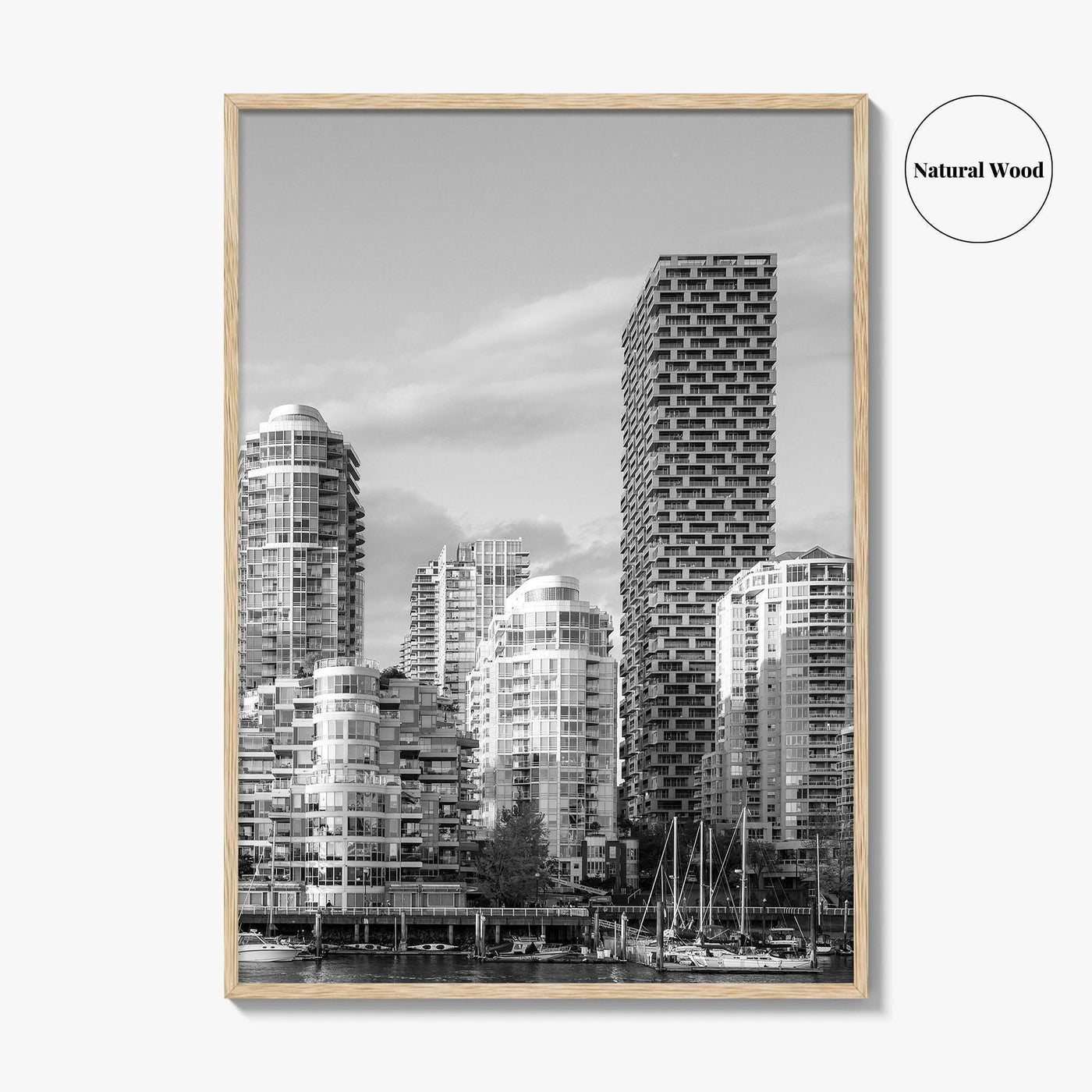 Vancouver Skyline Black and White Fine Art Photo Print, Yaletown, BC Canada Wall Poster