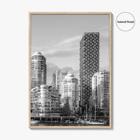 Vancouver Skyline Black and White Fine Art Photo Print, Yaletown, BC Canada Wall Poster