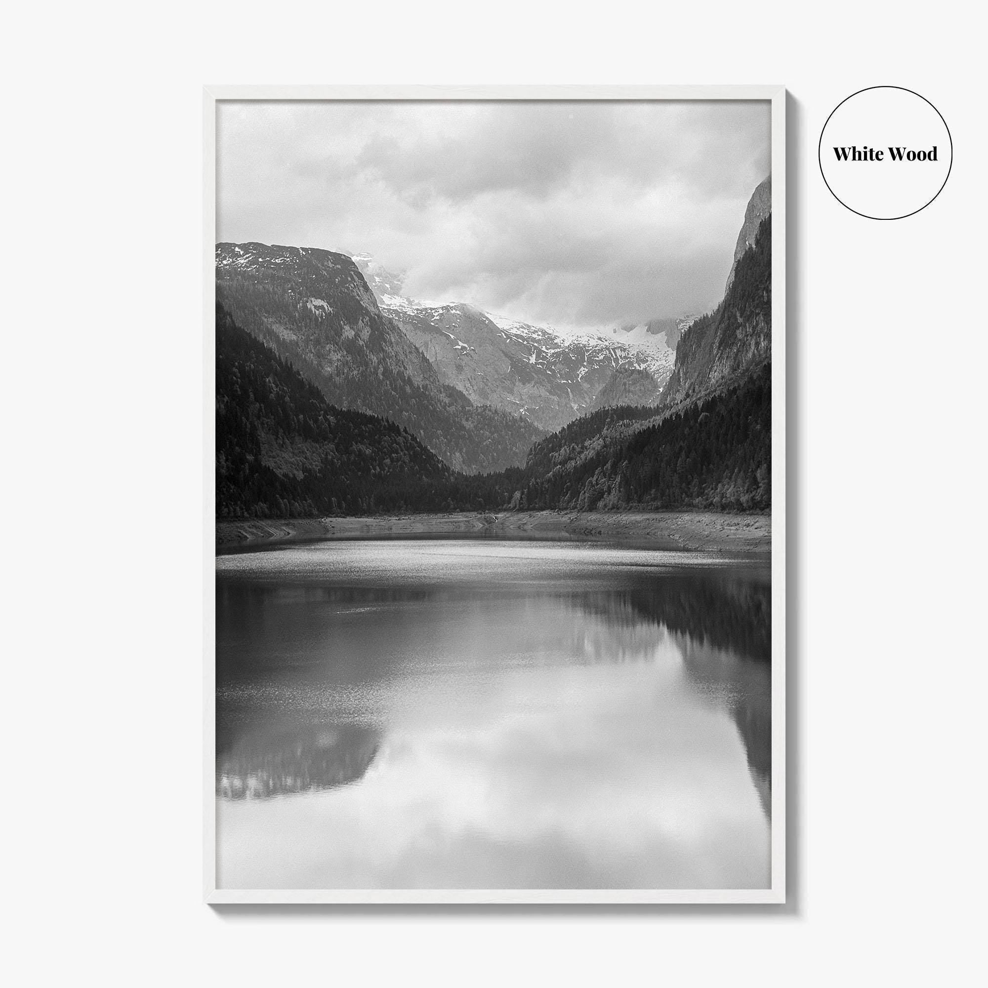 Gosausee Lake Black and White Fine Art Photo Print, Gosau, Dachstein, Salzkammergut, Austria Poster