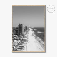 Orange Beach Black and White Fine Art Photo Print, Aerial, Alabama Poster, Gulf Shores