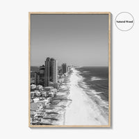 Orange Beach Black and White Fine Art Photo Print, Aerial, Alabama Poster, Gulf Shores