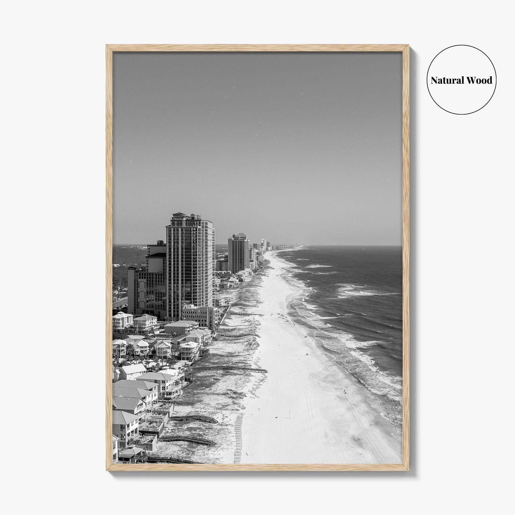 Orange Beach Black and White Fine Art Photo Print, Aerial, Alabama Poster, Gulf Shores