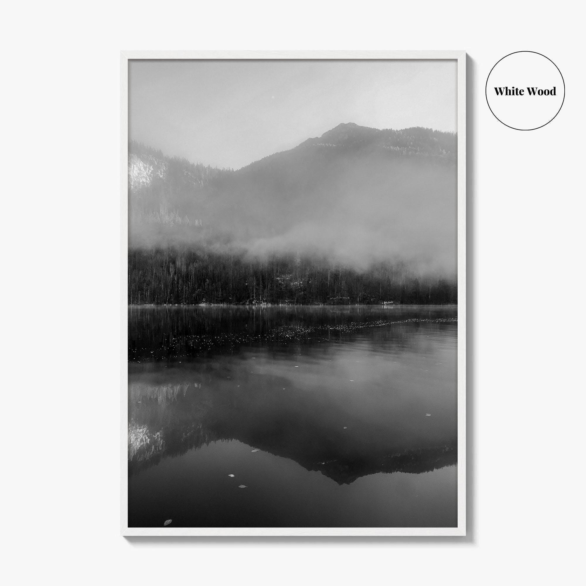Lake Konigssee Black and White Fine Art Photo Print, Berchtesgaden, Germany, Bavarian Alps Poster