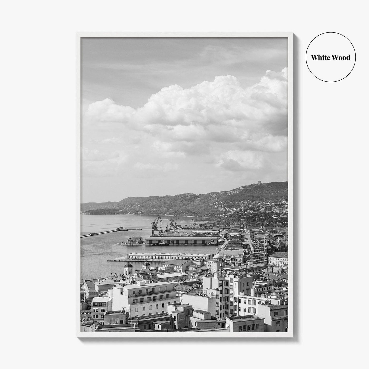 Trieste Black and White Fine Art Photo Print, Italy Panorama Wall Art Poster