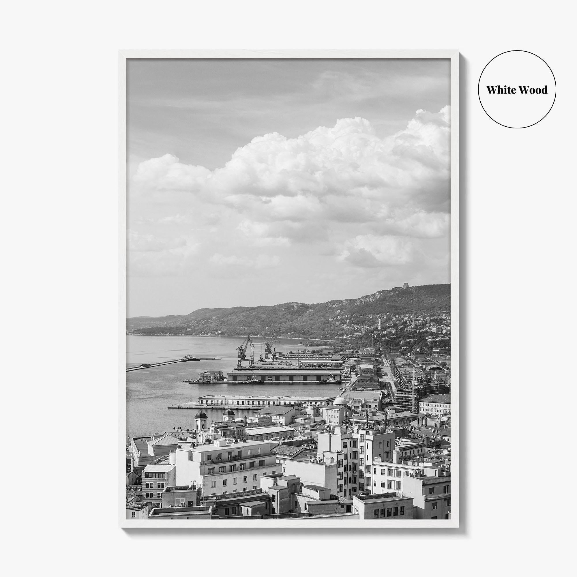 Trieste Black and White Fine Art Photo Print, Italy Panorama Wall Art Poster