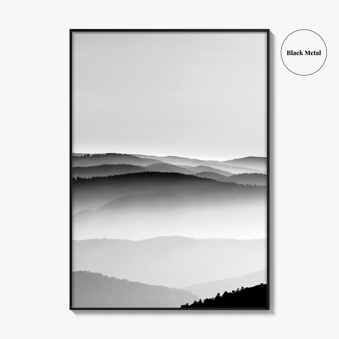Vosges Mountains, Alsace, France Black and White Fine Art Photo Print, Aerial Wall Poster