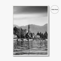 Lake Como Black and White Fine Art Photo Print, Mezzegra Italy Poster