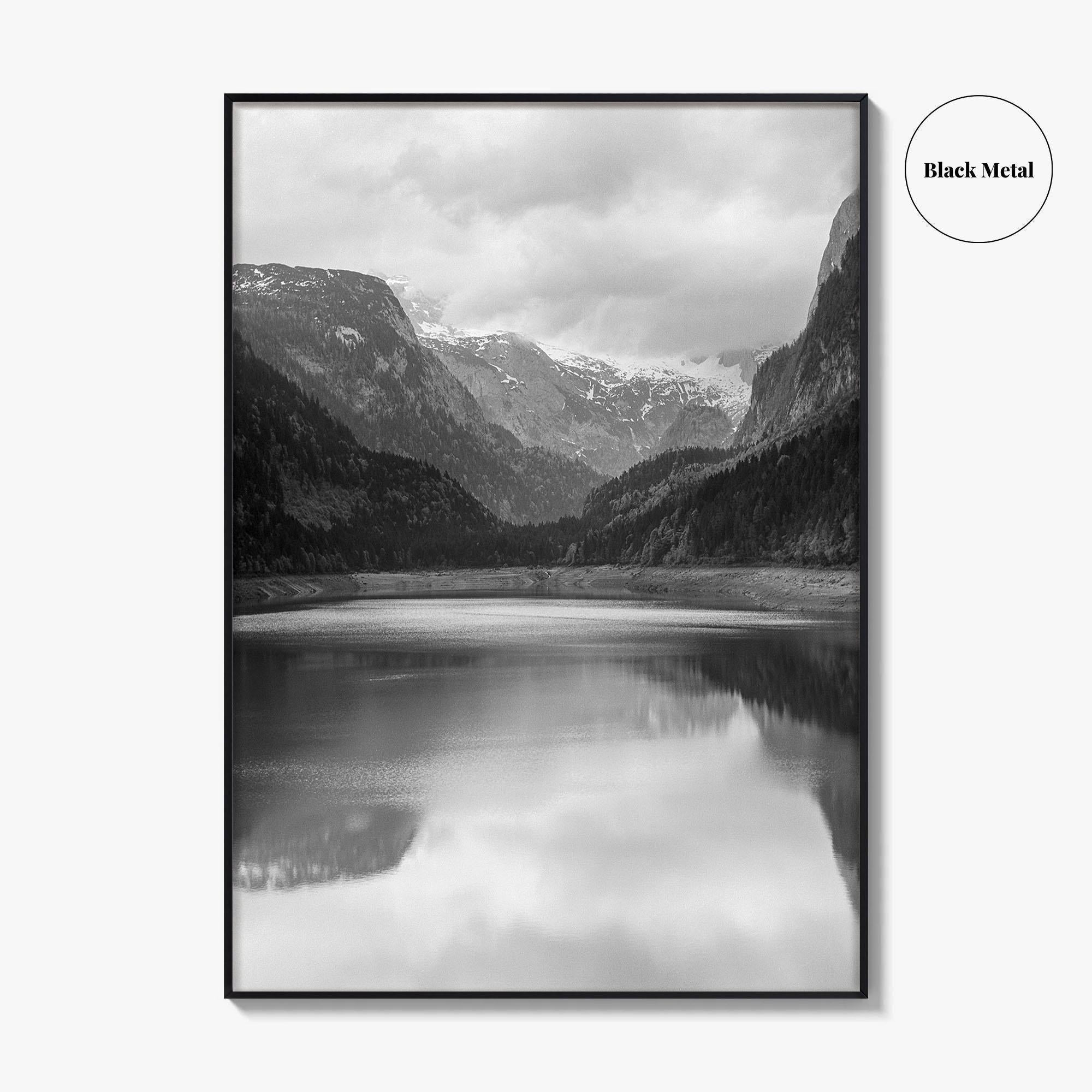 Gosausee Lake Black and White Fine Art Photo Print, Gosau, Dachstein, Salzkammergut, Austria Poster