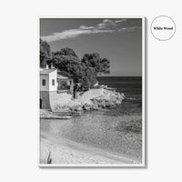 Mallorca Black and White Fine Art Photo Print, Cala Ratjada Spain Beach Coast Poster