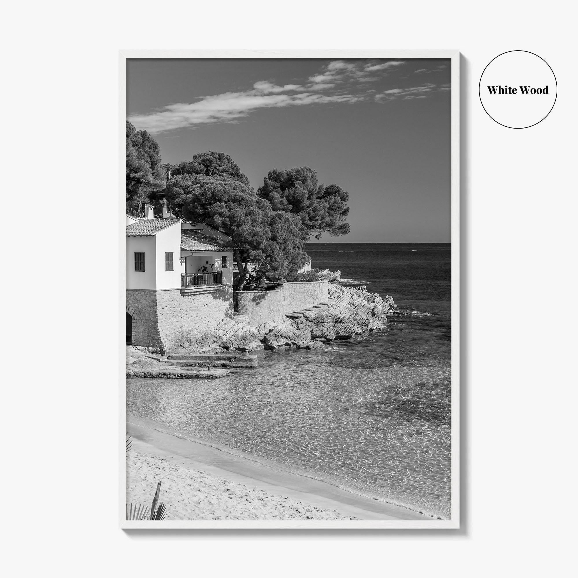 Mallorca Black and White Fine Art Photo Print, Cala Ratjada Spain Beach Coast Poster